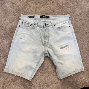 Hollister Light Blue Distressed Denim Shorts